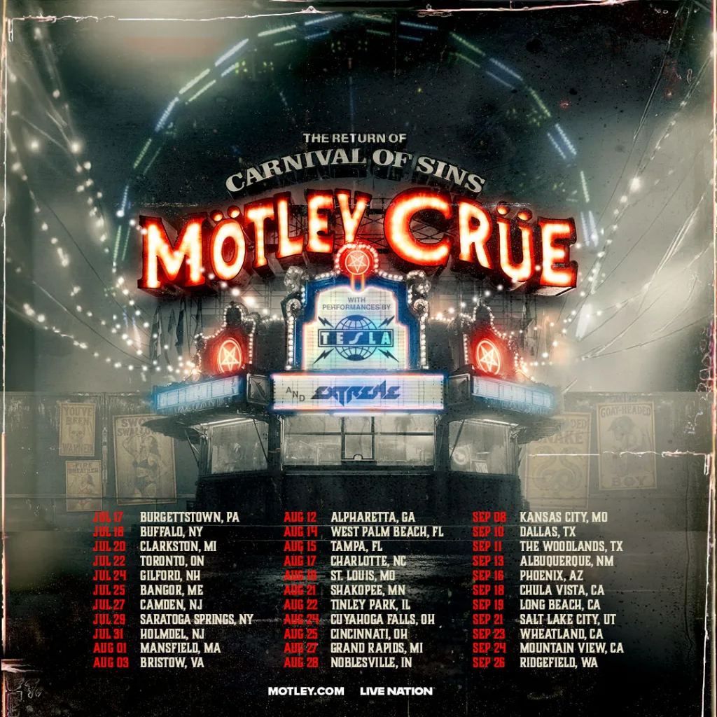 Motley Crue Announces 2026 Summer Tour With Tesla and Extreme