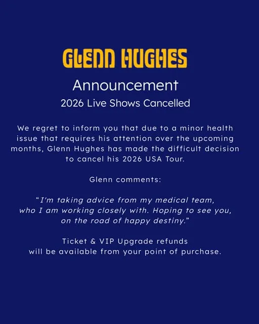Legendary Rocker Glenn Hughes Cancels All 2026 Live Shows For Health Reasons