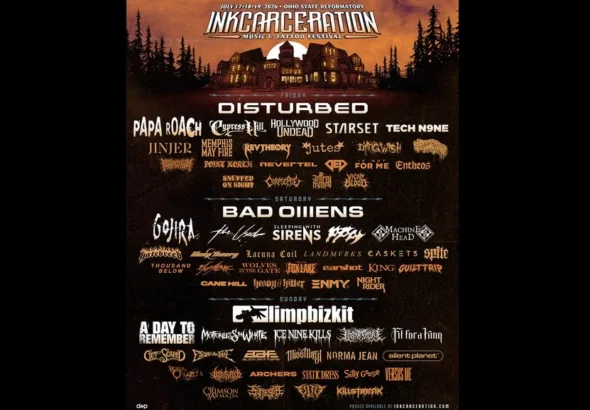 Inkcarceration Music & Tattoo Festival: 65+ Bands Across 3 Stages – Disturbed, Bad Omens, Limp Bizkit, Papa Roach, More