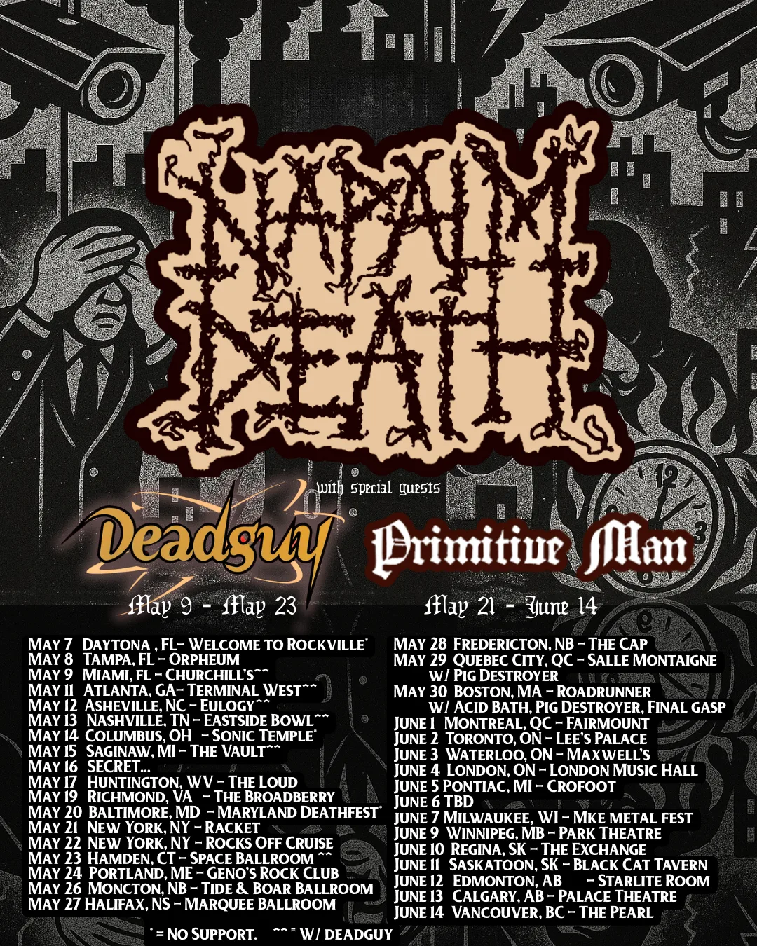 Napalm Death Announces Massive North America Tour