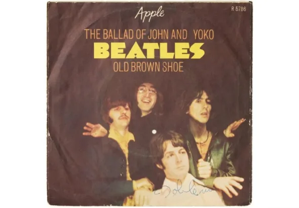 Rare John Lennon Signed Beatles Single from 1970 Up For Auction