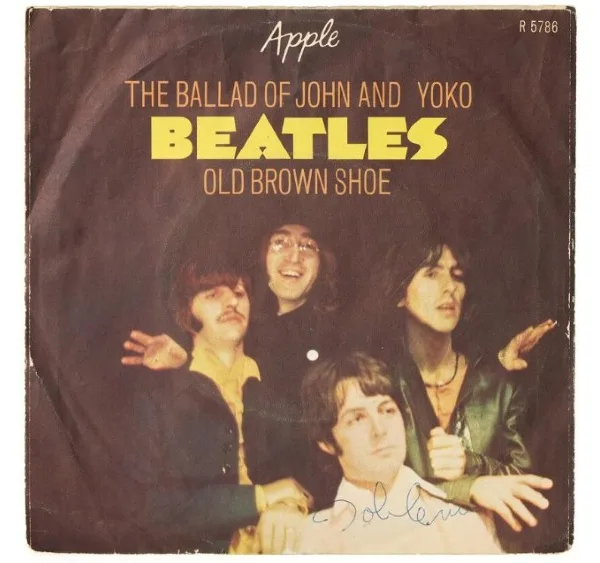 Rare John Lennon Signed Beatles Single from 1970 Up For Auction