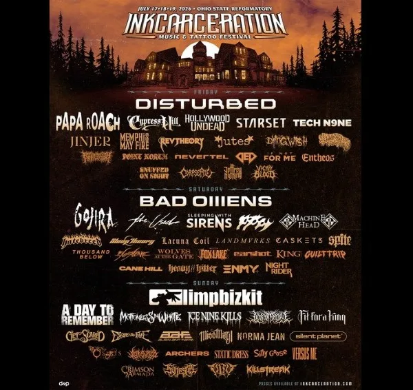 Inkcarceration Fest Announces 65 Bands Including Disturbed, Papa Roach & More